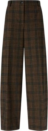 Pinko Balbino Broek - Dames - Wijde Broeken - Bruin - XS - Wol - Broeken