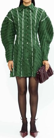 Love Birds Azaria Wool Mini Dress In Hunter Green