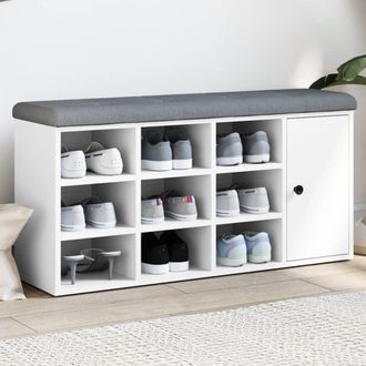 vidaXL Vidaxl - Banco Zapatero Madera De Ingenier&iacute;a Blanco 102x32x50 Cm