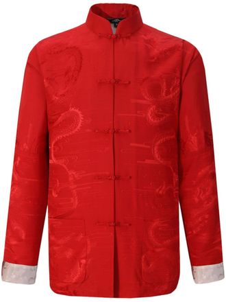 Shanghai Tang dragon-jacquard mulberry silk jacket - men - Mulberry Silk - 50 - Red