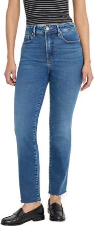Good American Soft-Tech Good Straight Raw Hem Ankle Straight Leg Jeans in Indigo818 at Nordstrom, Size 00