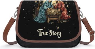 Generic True Story Womens Crossbody Bag Fashion Shoulder Handbags Message Tote Bag with Adjustable Strap