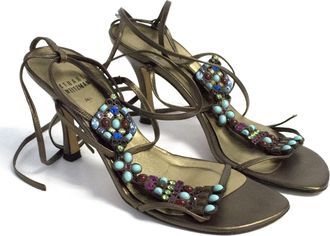 Stuart Weitzman bronze jewelled sandals Size 36.5