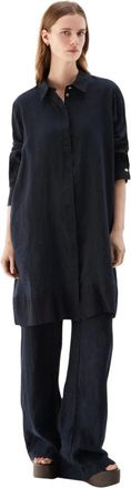 Busnel Raven Linnen Jurk - Dames - Shirt Kleedjes - Blauw - XL - Linnen - Kleedjes