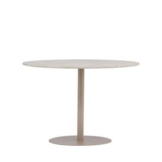 Venture Design Mesa de comedor redonda para 4 personas efecto mármol y metal - Beige
