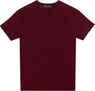 Brooks Brothers Kort&auml;rmad Merinoullen Crewneck - Dames - T-shirts - Rood - XS - Tops