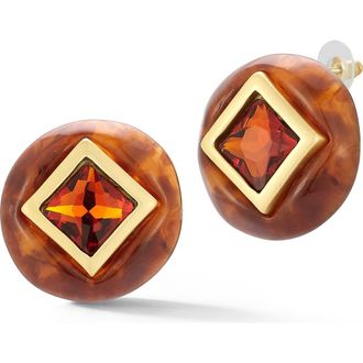 Sphera Milano Cubic Zirconia Statement Stud Earrings in Gold/brown at Nordstrom Rack