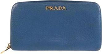 Prada Pre-owned Wallets, female, Blue, Size: ONE SIZE Pre-owned Leather Long Wallet