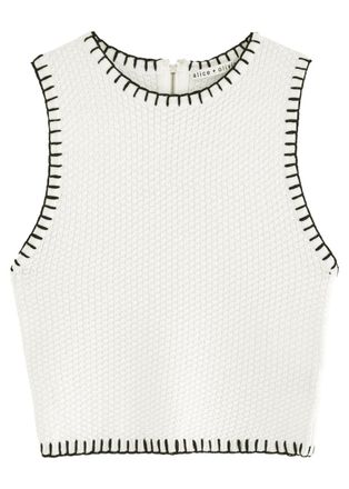 Alice & Olivia Amity Waffle-knit Wool-blend Tank - Off White - XS (UK6 / XS)