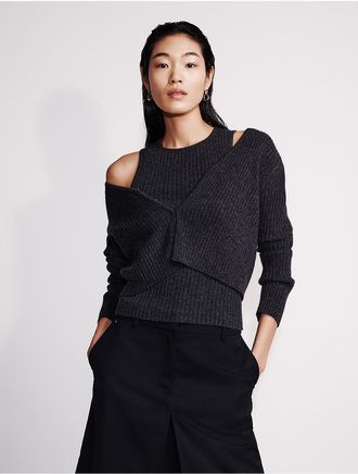 Calvin Klein Womens Cashmere 2-In-1 Cardigan Set - Grey - XS