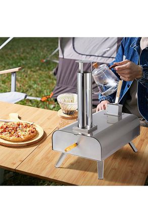 Living and Home 12-inch Outdoor Stainless Steel Stone-baked Pizza Oven in Silver
