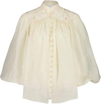 Zimmermann Coco Geborduurde Blouse - Dames - Blouses - Beige - L - Overhemden
