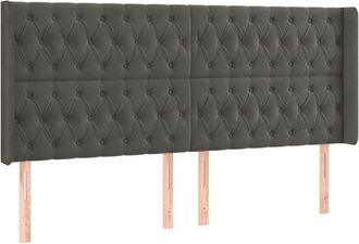 vidaXL Cabecero Con Orejas De Terciopelo Gris Oscuro 183x16x118/128 Cm Vidaxl