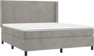 vidaXL Vidaxl - Cama Box Spring Colch&oacute;n Y Led Terciopelo Gris Claro 160x200 Cm