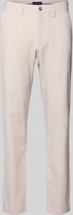 Christian Berg Hose aus Baumwoll-Leinen-Mix mit Glencheck-Muster in Sand, Gr&ouml;&szlig;e 102