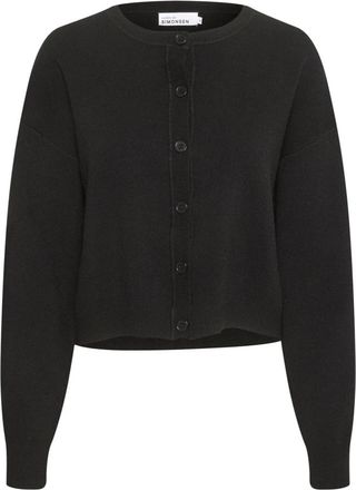 Karen by Simonsen Zachte Gebreide Korte Cardigan Meteoriet - Dames - Vesten - Zwart - M - Polyester - Truien & Vesten