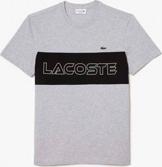 Lacoste Heren Lacoste Regular-Fit Colour Block Print T-shirt in Colourblock