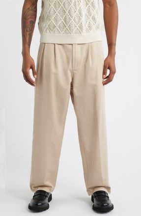 Obey Foster Pleated Twill Pants in Cement at Nordstrom, Size 34
