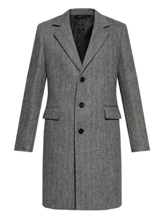 Burberry single-breasted herringbone coat - men - Wool/Cupro - 48 - Grey