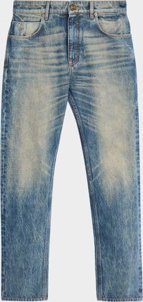 Balmain Men & apos;s Slim Straight Leg Faded Denim Jeans