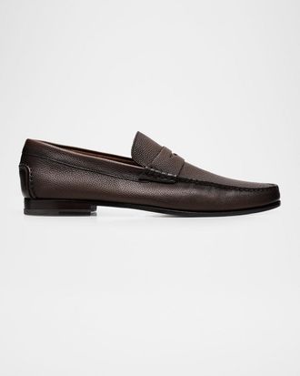 Santoni Mens Ikangia Leather Penny Loafers