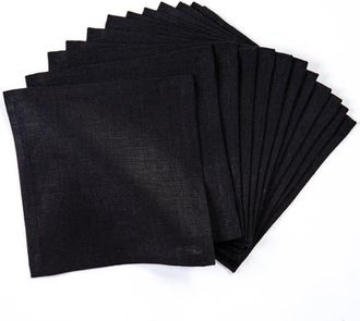 Solino Home Linen Cocktail Napkins Set of 12, 6 x 6 Inch for Dining Table, Holiday and Everyday Table Decor - Fete in Black at Nordstrom, Size Small