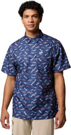 Columbia Mens Super Slack Tide Camp Shirt, Nocturnal Fly Pride, Large