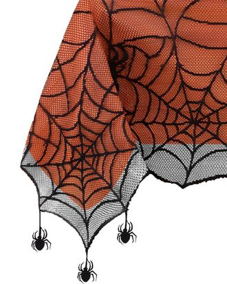 Elrene Crawling Web Lace Halloween Tablecloth With Orange Liner