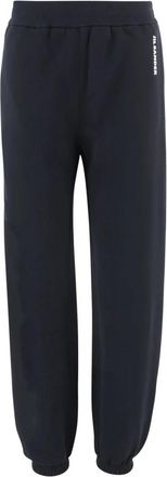 Jil Sander Katoenen broek met logo - Dames - Sweatpants - Blauw - XS - Katoen - Broeken
