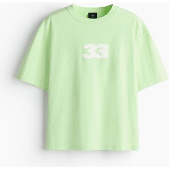 H&M Printed Loose Fit T-shirt in Light Green/33 at Nordstrom, Size Xx-Large