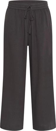 Kaffe KAmilia Cropped Wide Pants - Dames - Wijde Broeken - Zwart - L - Broeken