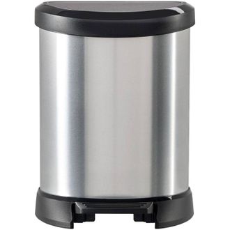 Dmora Dmora - Contenedor De Basura Renfrew, Cubo De La Basura, Papelera Para Recogida Selectiva De Residuos, Gabinete De Basura, 25x21 H28 Cm, Plata Y Negro