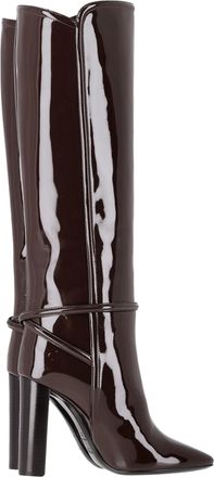 Saint Laurent Pre-owned Womens Jane Knee-High Boots in Brown Patent-Leather - Mocha - Size EU 37