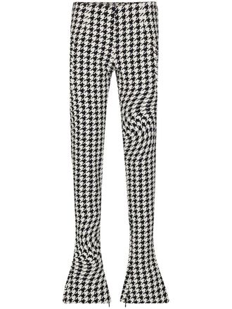 Off-white psychedelic houndstooth-print trousers - women - Virgin Wool - 38 - Black