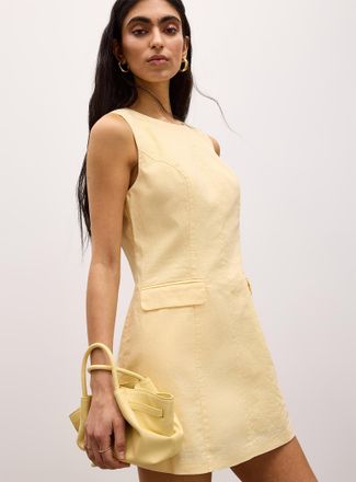 Icone Womens Flap pockets linen-blend minidress