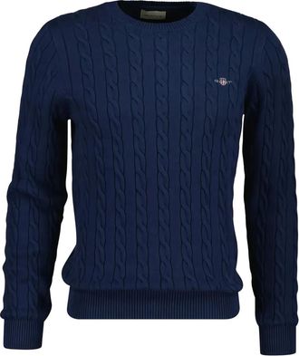GANT Kabelgebreide trui - Blauw