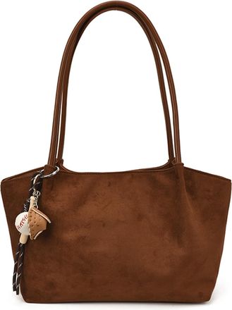 Generic PU Leather Tote Bag with Pendant Shoulder Bag Large Handbag for Women (Brown)