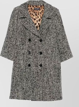 Dolce & Gabbana herringbone long coat double breasted virgin wool