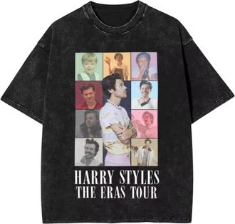 Generic Rainbow Tour Black Acid Wash Harry 1D Direction Styles Harrys One Tee Top Tshirt Mens Womens Unisex Ladies Gift XS S M L XL XXL 6 8 10 12 14 16 18 Sho