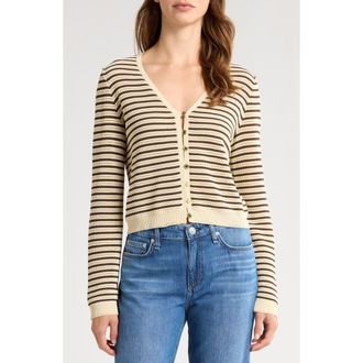 Rag & Bone Zoey Stripe Open Stitch Cotton Blend Cardigan in Beigemult at Nordstrom Rack, Size X-Small