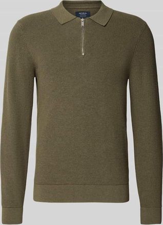 Mc Neal Strickpullover mit Reverskragen in Oliv Melange, Größe XXXL