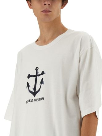 Dolce & Gabbana Logo-Embroidered Cotton T-Shirt - White