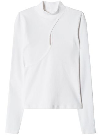 Re/Done keyhole cut-out mock neck top - White