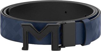 Montblanc Blue Logo Cut To Size Reversible Belt