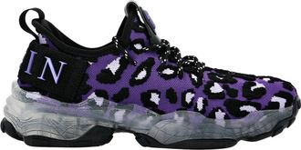 Philipp Plein Runner Sneaker Leopard - Dames - Sneakers - Paars - 35 EU - Polyester - Schoenen