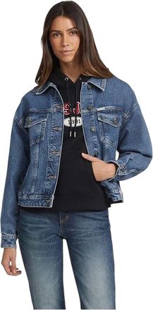 Guess Oversized truckerjas van denim voor dames (Gewassen blauw)