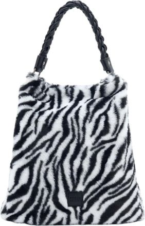 Fredsbruder FREDsBRUDER Furry Friend Leather Shoulder Bag Hobo Bag Zebra Black White