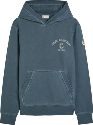 Moncler Logo Cotton Sweatshirt - Blue - XL