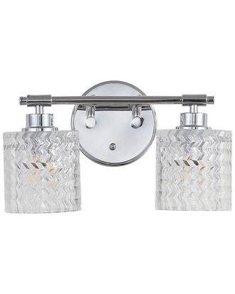 Jonathan Y Designs Jonathan Y Spaulding Vintage 13 2 Light Iron Chevron Pattern Glass Farmhouse Cottage Led Vanity Light