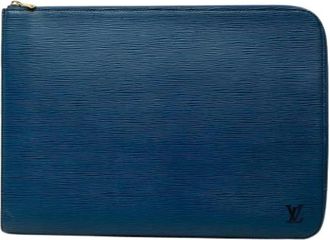 Louis Vuitton Pre-owned Poche Documents Portfolio - Dames - Vintage Clutch - Blauw - ONE Size - Leer - Vintage